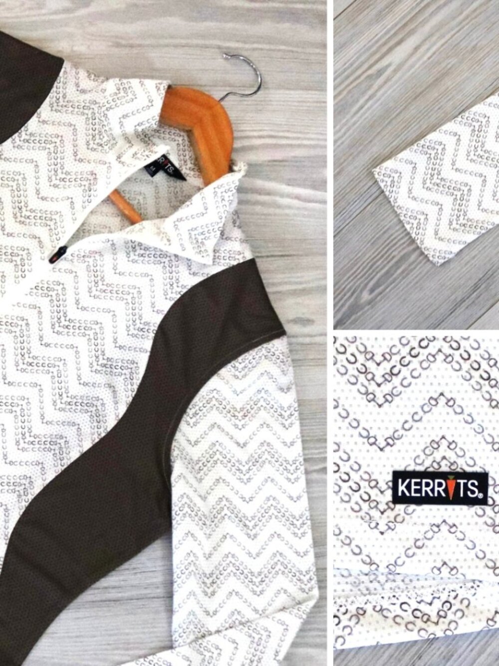 Kerrits Shirt Women's Horse Shoe Print 1/4 Zip Stretch Equestrian USA Size M